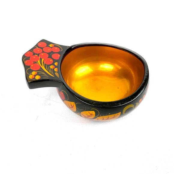 Vintage Russian Lacquerware Khokhloma Set Of 5 Wooden Items - Picture 7 of 16